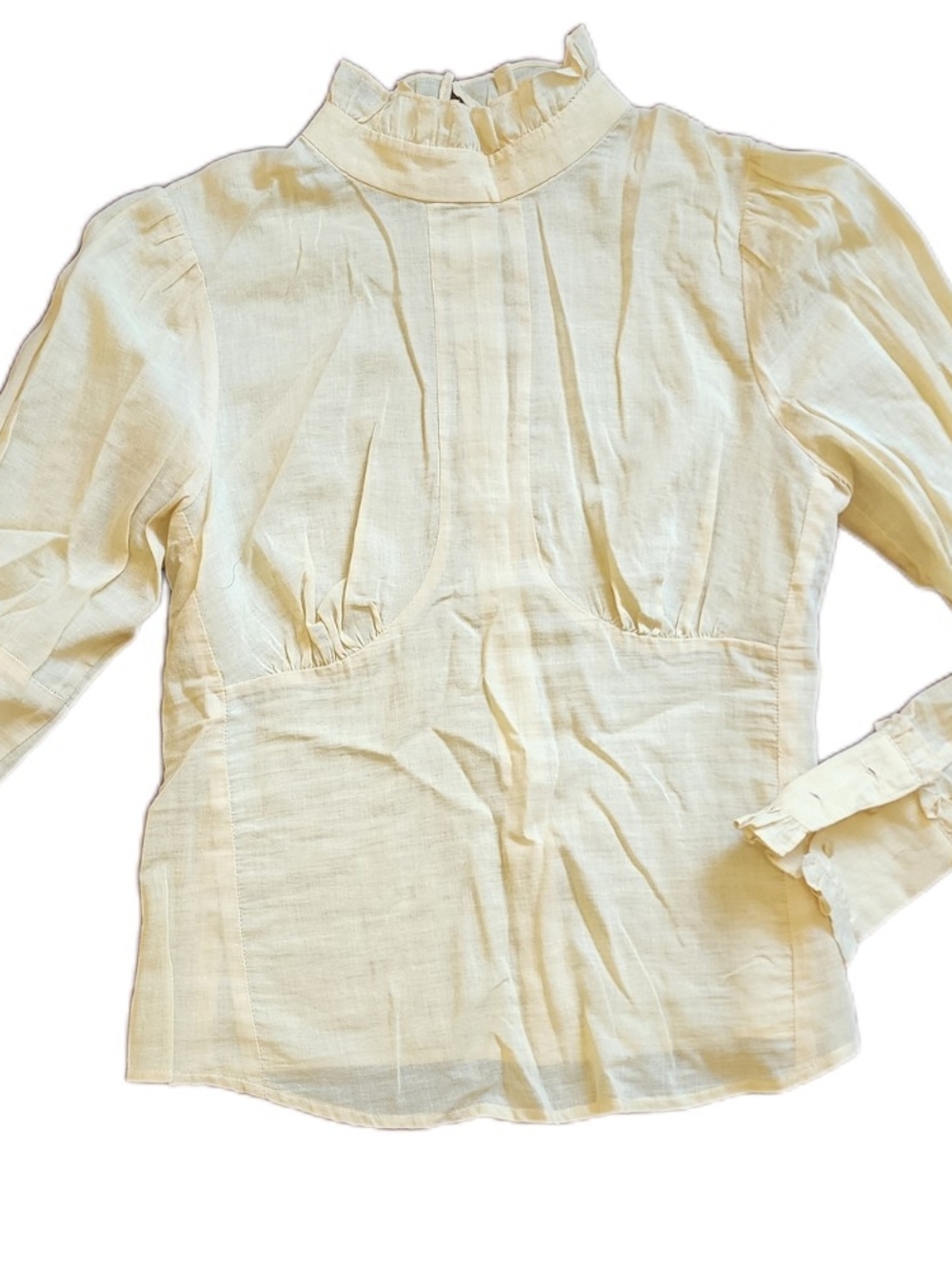 Joe's Jeans Cream Lightweight Ruffle-Neck Top